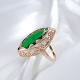 Awesome Horse Eye Design Filled 14K Rose Gold AAA Zircon Crystal Unique Ethnic Rings for Women Daily Fine Jewellery
