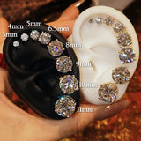 Moissanite Diamonds Earrings 3-8mm 925 Silver GRA Certificate 4 Prong D Colour