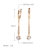 New 14K Rolled Gold White AAA Zircon Diamonds Long Dangle Luxury Fashion Earrings