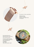 Elegant Luxury 3D Engraved Bee Dial Ladies Watch Rose Gold Plated 31mm Classic Casual Dress Watch with Bracelet Set