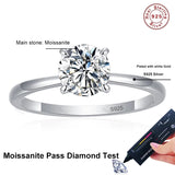 Fine 0.5ct 1ct 2ct VVS1 D Colour Moissanite Diamond Solitaire Silver Engagement Ring