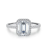 Awesome 1ct 2ct Emerald Radiant Cut VVS1 D Colour Moissanite Diamond Silver Ring