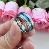 New Deer Antler Opal Stepped Special Brushed Finish Tungsten Ring for Men Women