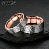 Flat Two Colors Hammered 6/8mm Tungsten Wedding Rings for Men and Women