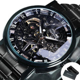 New Luxury Brand Black Skeleton Mechanical Luminous Pointers Busienss Automatic Stainless Steel Watches - The Jewellery Supermarket