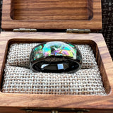 Multicolor Abalone Shell Inlay Domed Polished 4/6/8MM Men Women Tungsten Rings