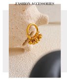 18K Gold Plated High Quality Stainless Steel Metal Layered Round Beads Charming Ring