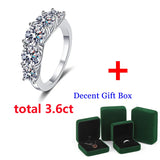 5 Stones Sparkling 18k Gold Plated 3.6CT All Moissanite Diamonds Eternity Wedding Engagement Silver Ring for Women