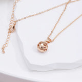 Sparkling Rolled 14K Rose Gold AAA Zircon Damond Round Pendant Necklace For Women - Trendy New Jewellery