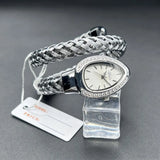 Luxury Lab Diamond Inlaid Gold Snake Braided Bangle Bracelet Ladies Watch