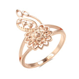 New Unusual Metal Sculpture 14K Rolled Rose Gold Flower Ring - Vintage Syle Jewellery