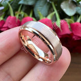 Step Beveled Brushed Multicolor Tungsten 6MM 8MM Men and Women Wedding Engagement Daily Use Rings - The Jewellery Supermarket