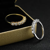 18K Gold Plated D Colour 3mm 7-Stone Eternity Moissanite Diamonds Rings S925 Silver Lab Diamond Fine Jewellery