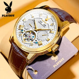 Excellent Automatic Top Brand Mechanical Watch Tourbillon Sport Leather Casual Business Fashion Wristwatches