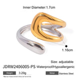 18K Plated Stainless Steel Minimalist Irregular Curve Geometric Curved Ring