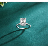 Luxury Radiant Cut AAAA Lab Created Diamond 925 Sterling Silver Fine Rings