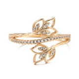 14K Rolled Gold Elegant Flower Double AAA Zircon Diamonds Women's Fashion Rings
