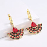AAA Red Zircon Crystals Handmade Enamel Charm Delicate Beautiful Earrings