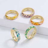 Selection of Bright Handmade Enamel 925 Silver Colorful Classic Rings