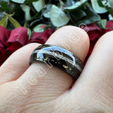 Bright Meteorite Gold Foil Inlay 8MM 18k Gold Colour Tungsten Carbide Wedding Rings
