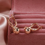 14K Gold Filled New Fashion Glossy Metal Round Ball Drop Unusual Long Earrings