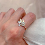 14K Gold Filled Water Drop AAA Zircon Diamonds Luxury New Crystal Flower Women Rings
