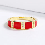 Classic 18 KGP Red Drip Simple Handmade Enamel Party Ring Wedding Jewellery