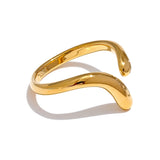 18K Gold Plated Minimalist New Style Stainless Steel Open Chic Adjustable Fashion Ring