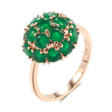 Unusual 14K Rolled Gold Full Sparkling Green AAA Zircon Crystals Luxury Ring