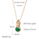 New Arrival Luxury 14K Rolled Rose Gold Round AAA Emerald Zircon Necklace - High Quality Daily Fine Jewellery