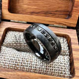 Black Silver Cubic Zirconia Stones Inlay 8mm Mens Womens Wedding Tungsten Ring