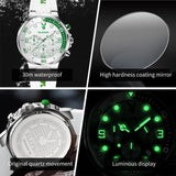 New Arrival Luxury Elegant Silicone Strap Waterproof Multifunction Quartz Fashion Trend Men's Wrist Watches