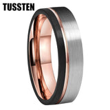 New Arrival Offset Grooved Brushed Black Rose Men Women Tungsten Carbide Comfort Fit Wedding Ring - The Jewellery Supermarket