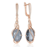 Luxury 14K Rolled Gold Unique Geometric Hollow AAA Zircon Crystals Drop Earring