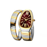 New Classic Top Brand Bling Zircon Diamonds Snake Shape Gold Silver Colour Scaleable Bracelet Ladies Quartz Watches