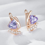 14 Karat Filled Gold Grey Purple AAA Zircon Crystals Drop Earrings Fashion Jewellery