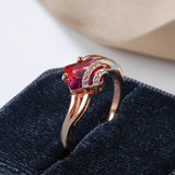 14K Gold Filled Fashion Red AAA Zirconia Crystal Elegant Vintage Fine Rings For Women