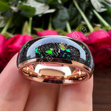 Galaxy Series Opal Inlay Domed Polished 8mm Men Women Tungsten Carbide Rings