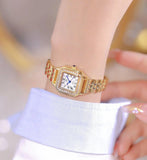 New Arrival Stainless Steel Square Luxury High Quality Fashion Rhinestone Crystals Ladies Watches