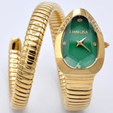 High Quality Gold Diamond Set Snake Shaped Dress Watch Bangle Unique Brand Watch