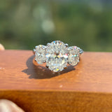 3 Stones 3/6cttw Oval Cut VVS1 D Colour Moissanite Diamonds Engagement Silver Ring