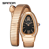 Stunning Snake Shaped Zircon Diamond Inlaid High-end Women's Watch - Retro  Style Light Luxury Women's Quartz Watch