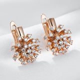 Stunning 14K Gold Filled Shiny AAA Zircon Diamonds Flower Drop Earrings Vintage Jewellery
