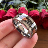 Pipe Cut Polished Finish Groove Inlay Silver Colour Men Women Tungsten Wedding Rings