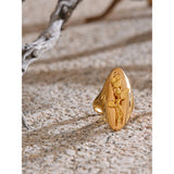 18K Gold Plated High Quality Smooth Stainless Steel Rose Flower Attractive Cast Ring