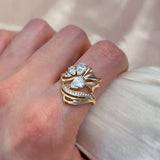 New Hyperbole Crystal Flower 14K Filled Rose Gold White AAA Zircon Diamonds Ring - Party Fashion Wedding Jewellery