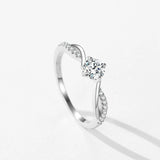 Superb 1CT Delicate, Twisted AAAA Lab Created Diamond 925 Sterling Silver Ring