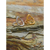 18K Gold Plated Minimalist Stainless Steel Oval Hollow Stylish Chic Open Ring