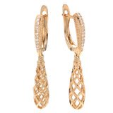 14 Karat Gold Filled AAA Zircon Diamonds Glossy Weaving Ethnic Dangle Earrings for Women