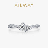 Fashion Love Heart Sterling Silver Line Clear AAAA Lab Created Diamonds Ring